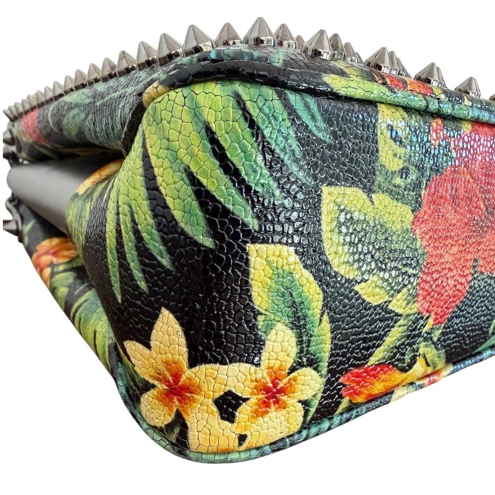 Christian Louboutin Hawaii Spiked Leather Crossbody Shoulder Bag Tropical Floral - Picture 10 of 16